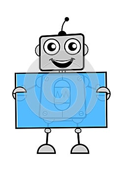 Cartoon Robot holding a glass banner