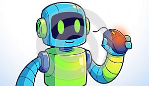 Robot using computer mouse AI assistance.