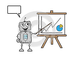 Cartoon Robot with Presentation Baord