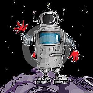 Cartoon robot in space