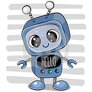 Cartoon Robot on striped background