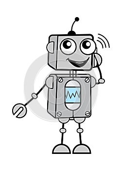 Cartoon Robot talking on Cell Phone