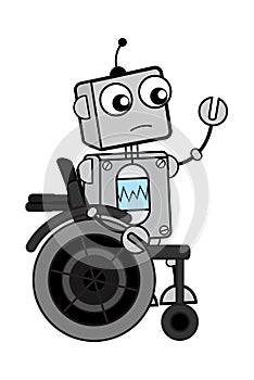 Cartoon Robot on Wheel Chair