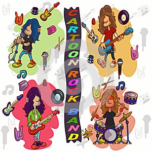 Cartoon Rock Band music art vector rock n roll