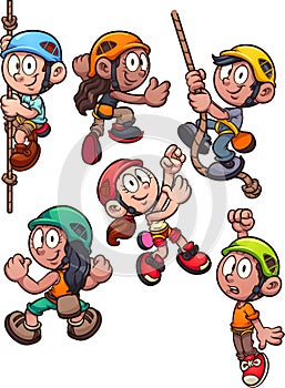 Cartoon rock climbing kids clip art