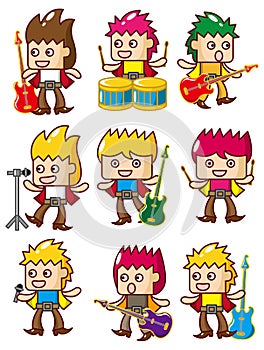 Cartoon rock music band icon