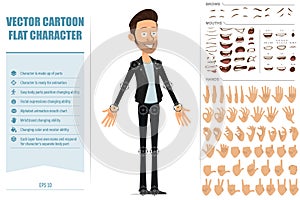 Cartoon rock and roll boy character vector set