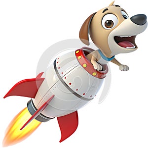 Cartoon rocket puppy, perfect for playful space-themed designs. photo