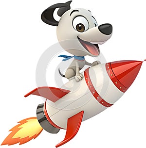 Cartoon rocket puppy, perfect for playful space-themed designs. photo