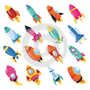 Cartoon Rocket Ships Set