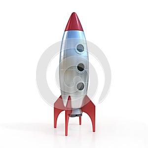 Cartoon rocket space ship in the sky