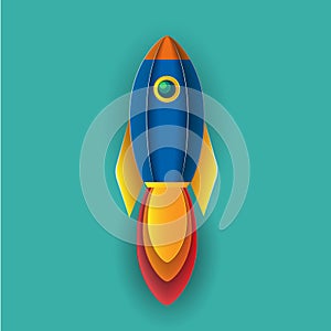 Cartoon rocket space ship take off