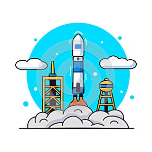 Cartoon rocket spaceships aircraft design vector illustration