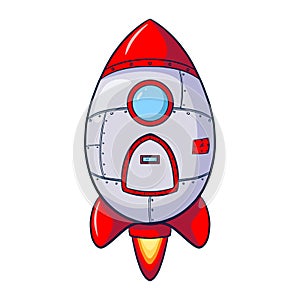 Cartoon Rocket Vector Illustration. Hand drawn Spaceship icon. Space ship template for logo, print, nursery decor, Web