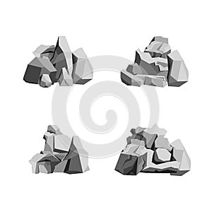 Cartoon Rocks and Stones Set. Vector