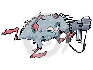 Cartoon rodent with a big gun photo