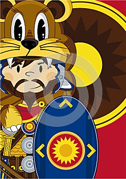 Cartoon Roman Soldier with Shield