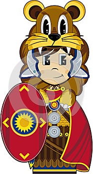 Cartoon Roman Soldier with Shield