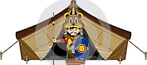 Cartoon Roman Soldier and Tent