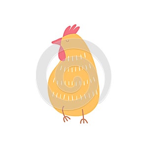 Cartoon rooster silhouette, cute Easter cock vector illustration isolated graphic element.