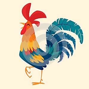 Cartoon rooster vector. Isolated on white background