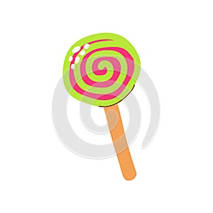 Cartoon round candy on a stick. Lollipop illustration