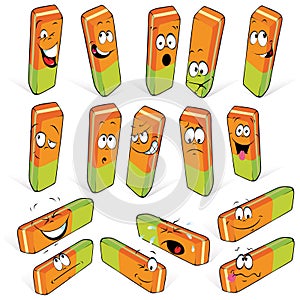 Cartoon rubbers or erasers