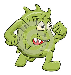 Cartoon running microbe