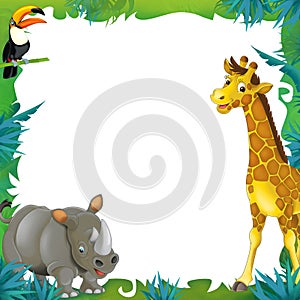 Cartoon safari - jungle - frame border template - illustration for the children