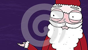 Cartoon Santa Claus advertising free space for your text. Closeup Christmas Spirit animation. Seamless and looped mp4 footage for