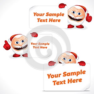 Cartoon Santa Claus with Blank Banner and Sign