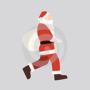 cartoon santa claus carrying a sack of gift