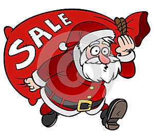 Cartoon Santa Claus character with a bag sale isolated