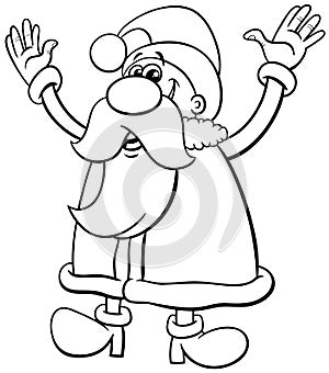 Cartoon Santa Claus character on Christmas time coloring page
