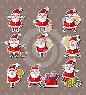 Cartoon santa claus Christmas stickers