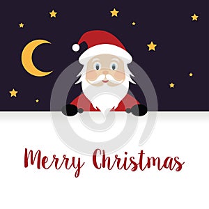 Santa Claus on Roof at Xmas Night Vector