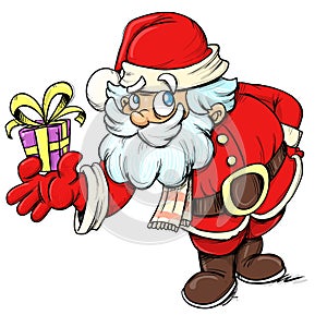 Cartoon Santa Clause giving a present photo