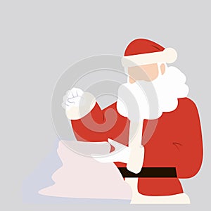 cartoon santa clause holding a gift sack