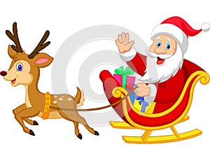 Cartoon Santa drives his sleigh photo