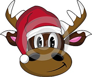 Cartoon Santa Hat Reindeer