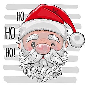 Cartoon Santa on a striped background photo