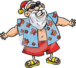 Cartoon Santa on vacation