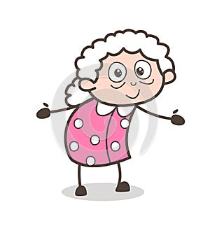 Cartoon Satisfied Old Lady Gesture Vector Graphic