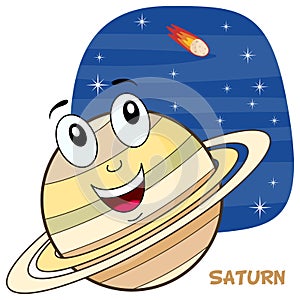 Cartoon Saturn Planet Character