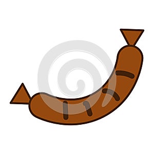 Cartoon sausage. Sausage on white background. Moon sausage. Vector illustration. stock image.