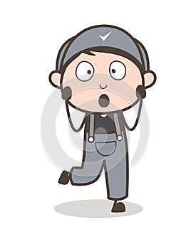 Cartoon Scared Boy Face Vector Illustration