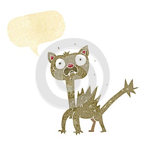 cartoon scared cat with speech bubble