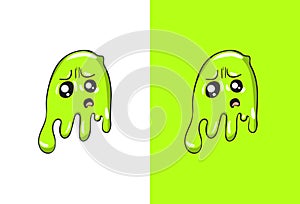 Cartoon Scares Emoji in Ghost Style.
