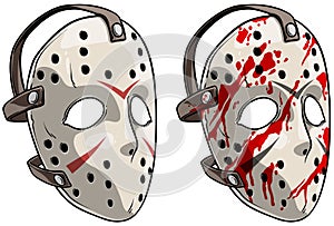 Cartoon scary goalie hockey mask