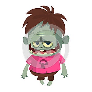 Cartoon scary zombie. Halloween vector illustration